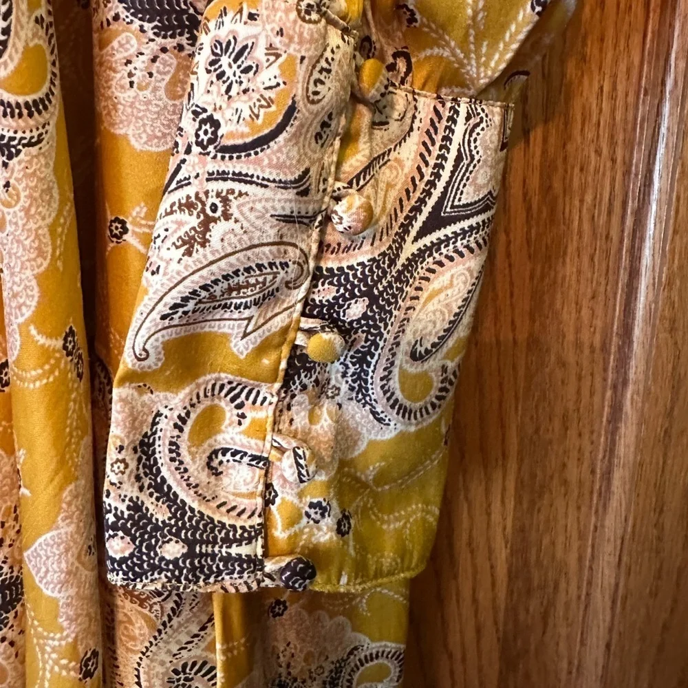 Free People Yellow Paisley Tunic Blouse - Picture 5 of 11